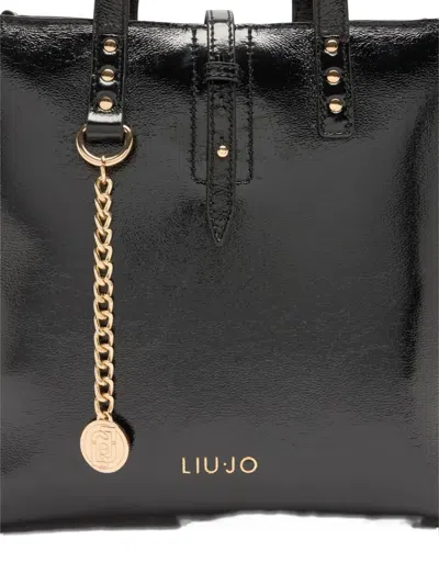 Liu •jo Patent Leather Studded Satchel In Black