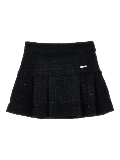 Monnalisa Tweed Skirt In Brown