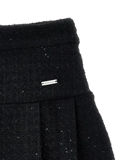 Monnalisa Tweed Skirt In Brown