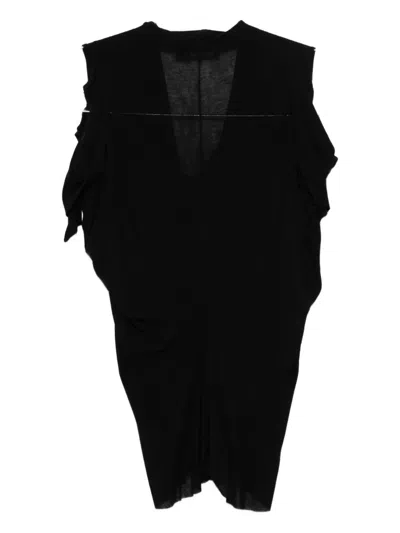 Amen Top Black V-neck Shoulder Cut-outs In Black