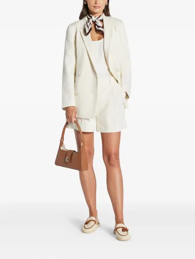 Anine Bing Pleated-front Tailored Shorts In White