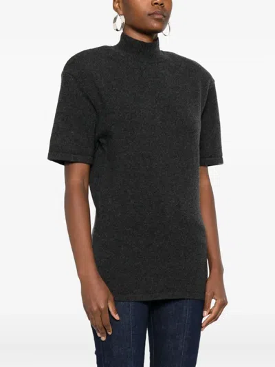 Jacquemus Cozy Turtleneck Knitwear Short Sleeves In Black