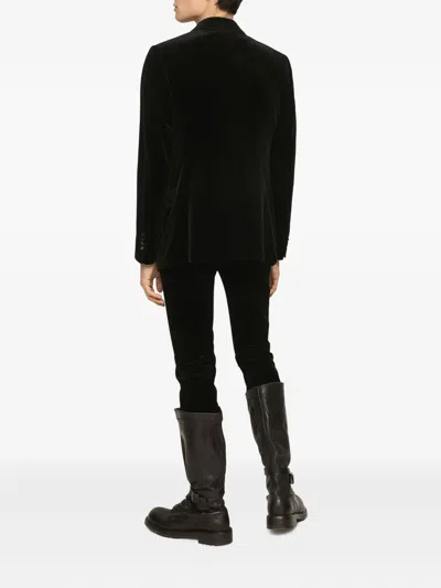 Dolce & Gabbana Tailored Suit Three Piece Velvet Texture In Black