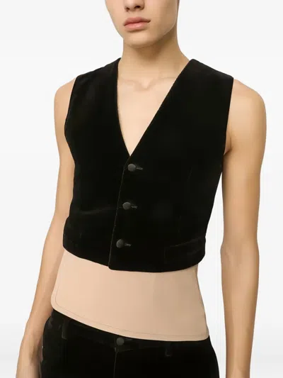 Dolce & Gabbana Tailored Suit Three Piece Velvet Texture In Black