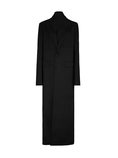 Jean Paul Gaultier Single-breasted Longline Coat In Black