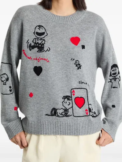 Chinti & Parker X Peanuts Crew-neck Sweater In Gray