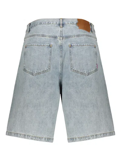 Perks And Mini Contrast-stitching Denim Shorts In Blue