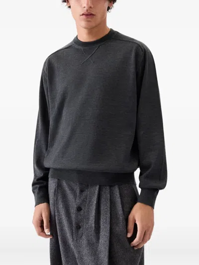 Jacquemus Long Sleeve Crewneck Sweater With Ribbed Cuffs In Black