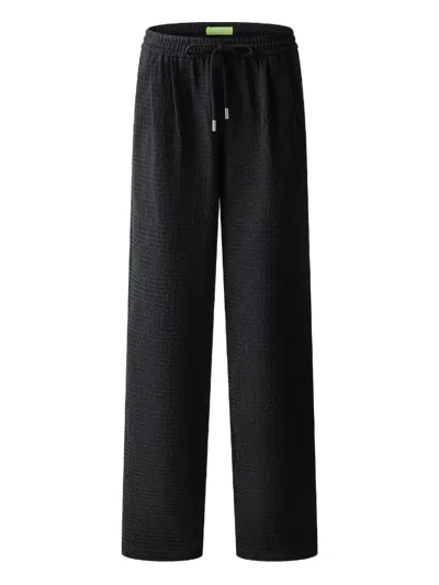 Shanghai Tang Drawstring-waistband Textured Trousers In Black