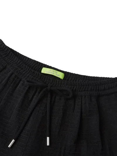 Shanghai Tang Drawstring-waistband Textured Trousers In Black