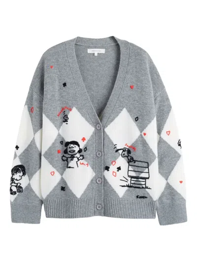 Chinti & Parker Wool Cashmere Peanuts Poker Cardigan In Gray
