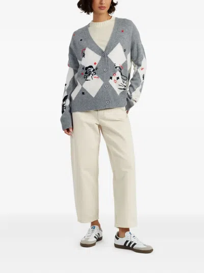 Chinti & Parker Wool Cashmere Peanuts Poker Cardigan In Gray