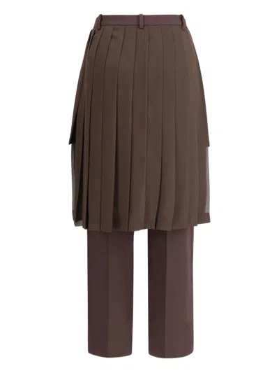 Undercover Pleated-panel Trousers In Brown