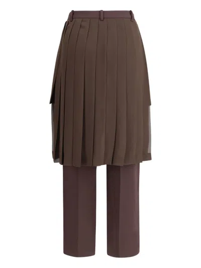 Undercover Pleated-panel Trousers In Brown