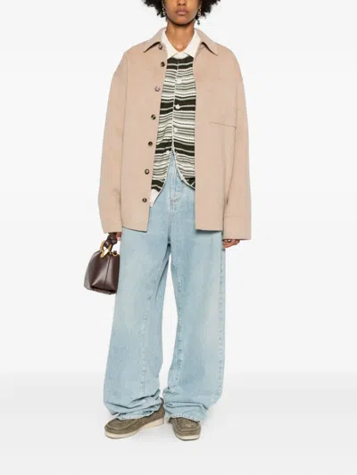 Jw Anderson Buttoned Patch-pocket Jacket In Brown