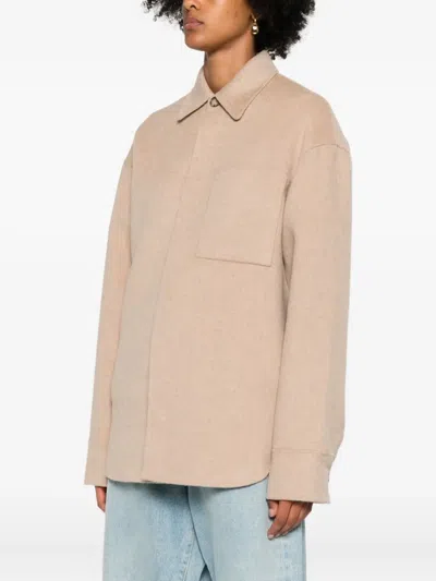 Jw Anderson Buttoned Patch-pocket Jacket In Brown