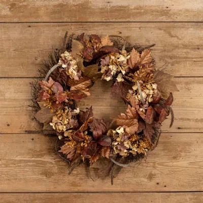 The Company Store Maple Leaf & Berry Wreath In Brown