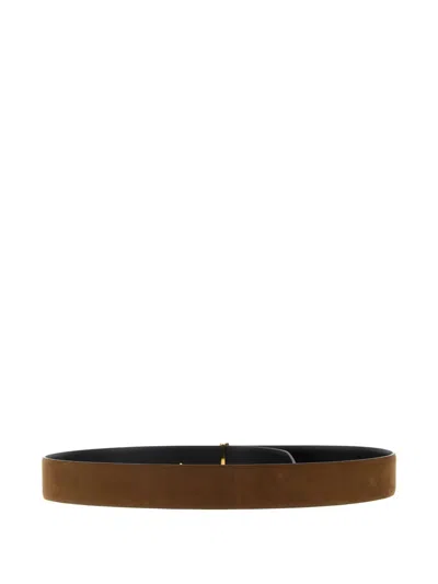 Tom Ford Multicolor Textured Reversible Buckle Belt In Brown