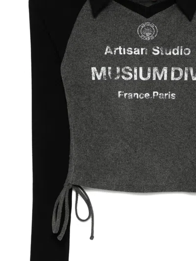 Musium Div. Logo-print Collar-embellished T-shirt In Black