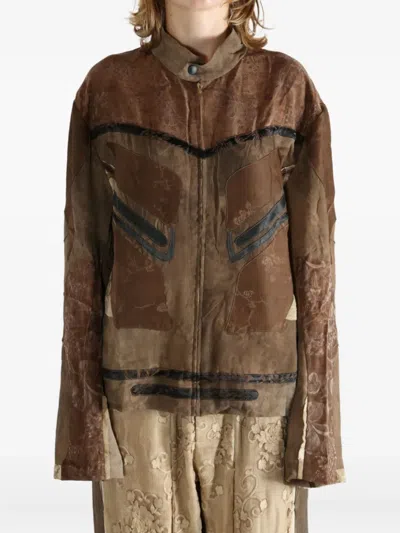Communs Distressed-effect Jacket In Brown