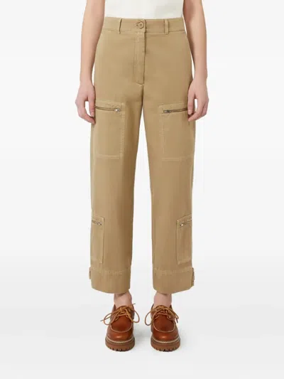 Weekend Max Mara Colonia Long Trouser Khaki In Gold