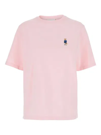 Maison Kitsuné Light Pink T-shirt With Logo Patch In Pink