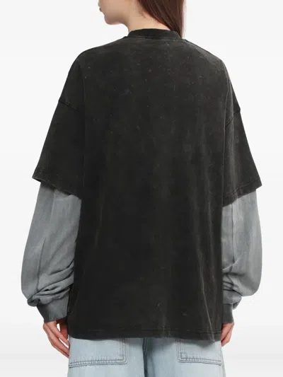 We11 Done Double-layered Cotton Top In Gray