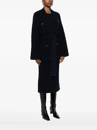 Eric Bompard Jacquard Belted Jacket In Blue