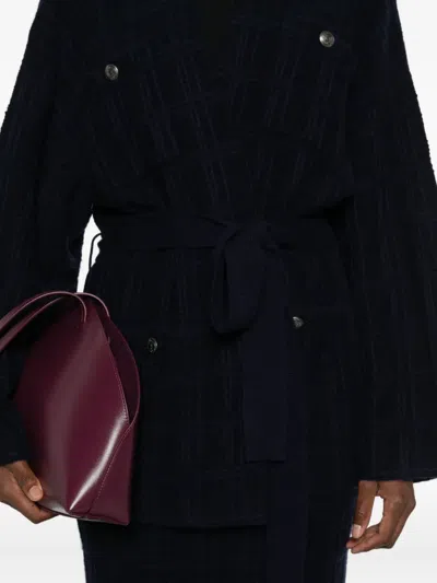 Eric Bompard Jacquard Belted Jacket In Blue