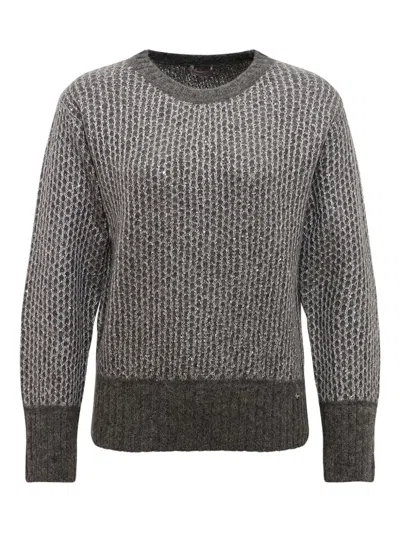 Herno Alpaca And Wool Crewneck Sweater In Gray