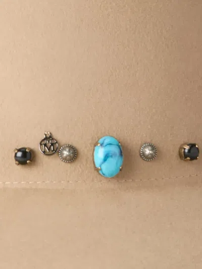 Maison Michel Logo-plaque Hat In Neutral