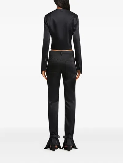 Courrèges Asymmetric Double Breasted Wool Blend Jacket In Black