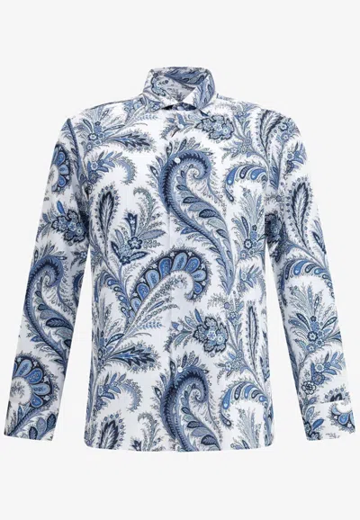 Etro Floral Paisley Button-up Shirt In Blue