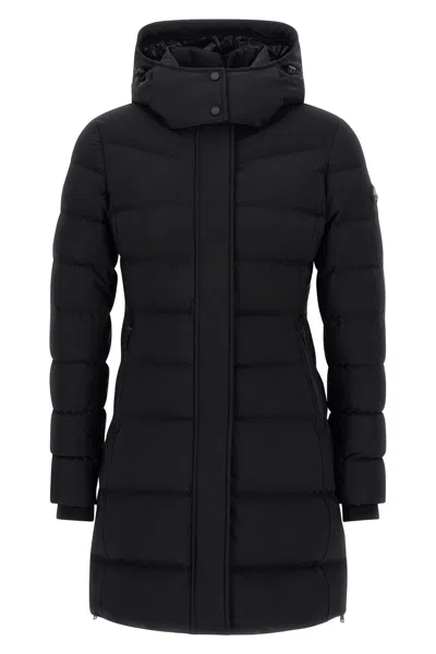 Moose Knuckles Watershed 3 Water Resistant 800 Fill Power Down Puffer Coat With Genuine Shearling Tr In Black