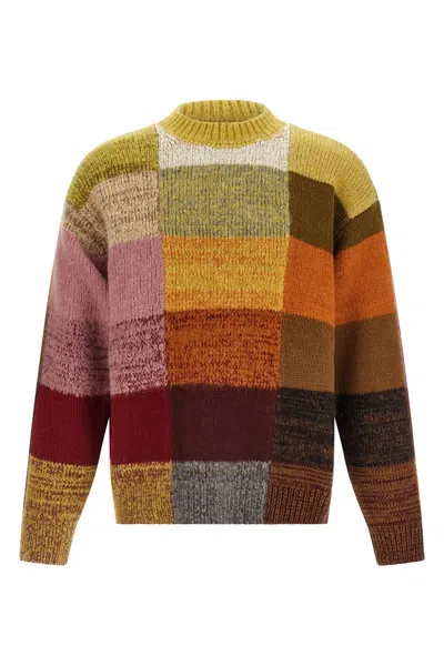Dries Van Noten Marti Crew Neck Knite With Check Motif Knitwear Multicolor In Multi