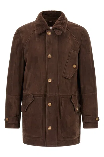 Brunello Cucinelli Shearling Jacket In Brown