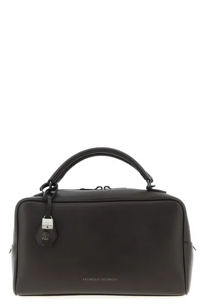 Brunello Cucinelli Medium Handbag Boston Explorer Style In Brown