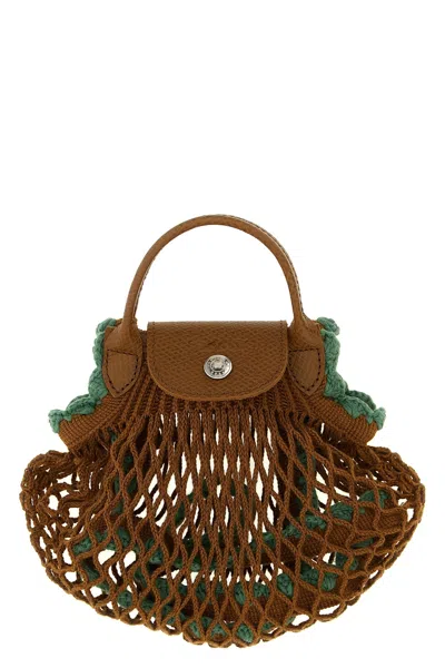 Longchamp 'xs Le Pliage Filet' Mesh Crossbody Bag In Brown