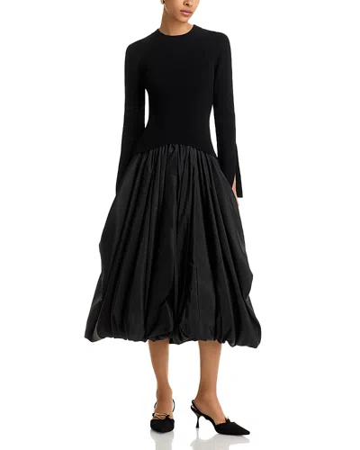 Simkhai Midi Dress With Balloon Skirt And Long Sleeves In Black