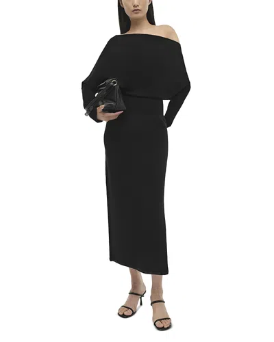 Simkhai Janese Draped Wool-blend Midi Dress In Black