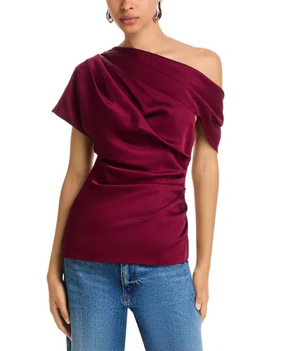 Simkhai Women's Phoebe Draped Satin Top In Cranberry In Purple