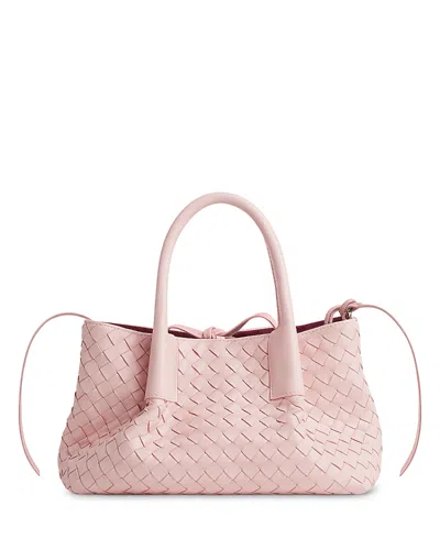 Bottega Veneta Small Leather Intrecciato Pinacoteca Tote Bag In Pink