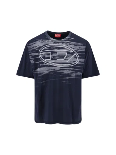 Diesel Cotton T-shirt With Oval D Print In Black