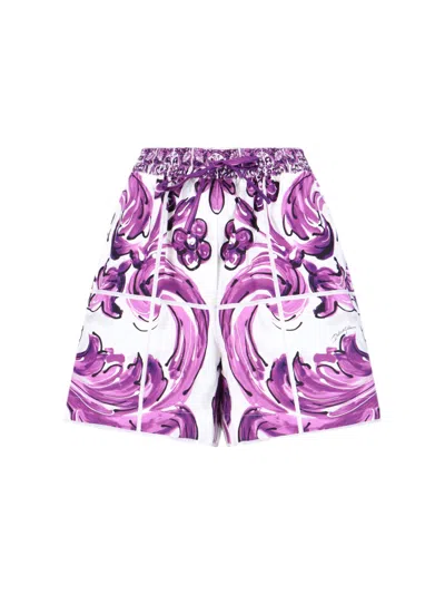 Dolce & Gabbana Majolica-print Poplin Shorts In Multi