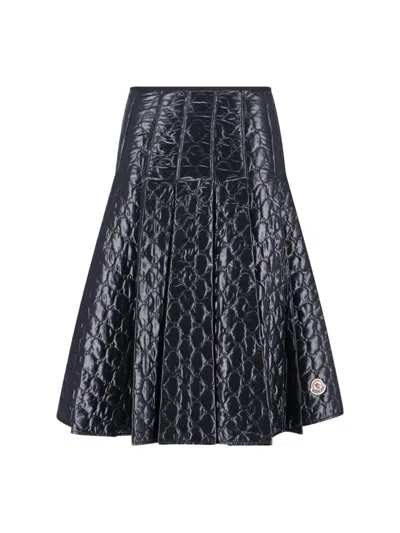 Moncler Black Padded Midi Skirt In Black