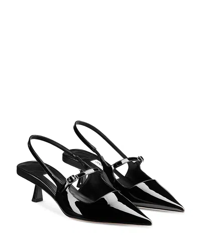 Jimmy Choo Black Patent Leather Didi Slingback Pumps In Multi