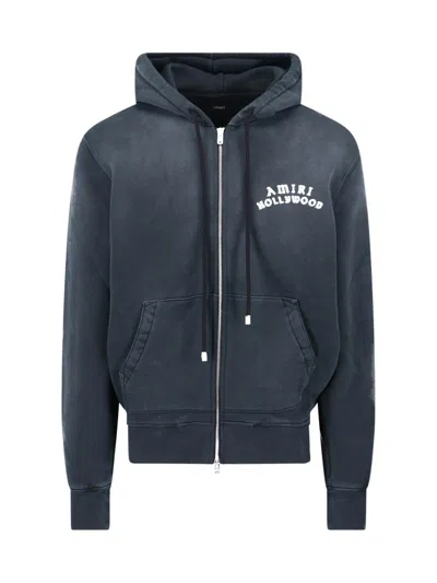 Amiri Felpa In Cotone Ardesia  Uomo In Black