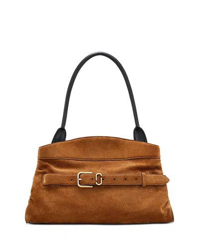 Marc Jacobs Dakota Suede Shoulder Bag With Buckle Straps In Brown