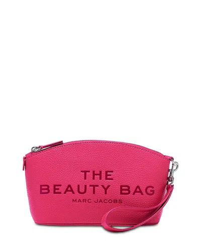 Marc Jacobs Embossed Logo Leather Cosmetic Bag In Pink