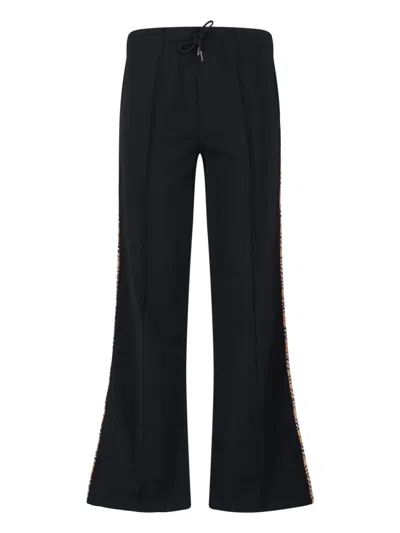 Burberry Flared Trousers With Drawstring And Side Stripe In Black